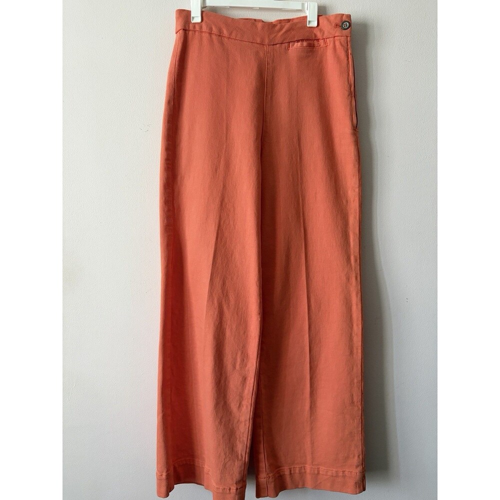 Pilcro Anthropologie Size 27 Coral Orange Wide Leg Cotton Twill Pants